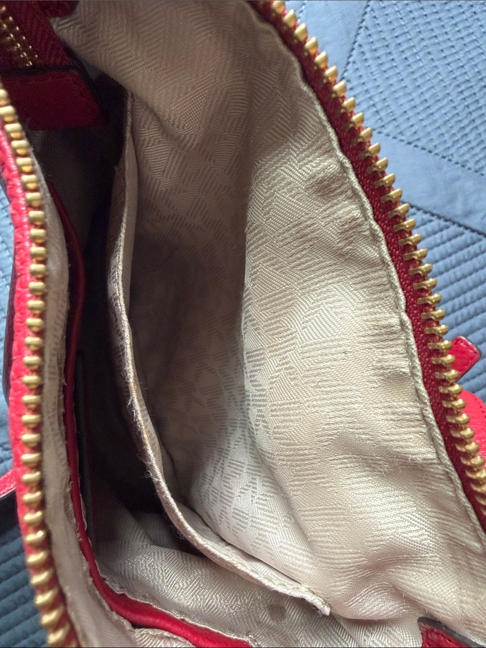 Michael Kors Red Leather Tassel Drawstring Crossbody - Picture 14 of 15